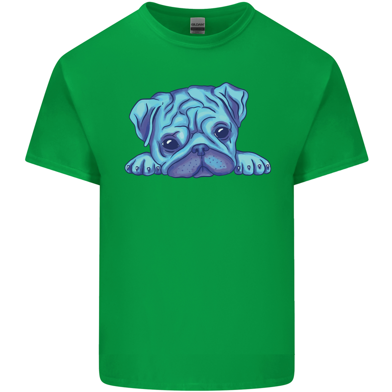 A Blue Watercolour Pug Kids T-Shirt Childrens Irish Green