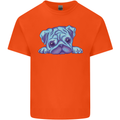 A Blue Watercolour Pug Kids T-Shirt Childrens Orange