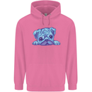 A Blue Watercolour Pug Mens 80% Cotton Hoodie Azelea
