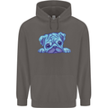 A Blue Watercolour Pug Mens 80% Cotton Hoodie Charcoal