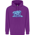 A Blue Watercolour Pug Mens 80% Cotton Hoodie Purple