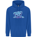 A Blue Watercolour Pug Mens 80% Cotton Hoodie Royal Blue