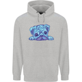 A Blue Watercolour Pug Mens 80% Cotton Hoodie Sports Grey