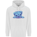 A Blue Watercolour Pug Mens 80% Cotton Hoodie White