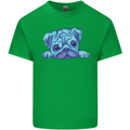 A Blue Watercolour Pug Mens Cotton T-Shirt Tee Top Irish Green