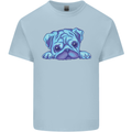 A Blue Watercolour Pug Mens Cotton T-Shirt Tee Top Light Blue