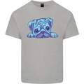 A Blue Watercolour Pug Mens Cotton T-Shirt Tee Top Sports Grey