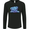 A Blue Watercolour Pug Mens Long Sleeve T-Shirt Black