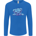 A Blue Watercolour Pug Mens Long Sleeve T-Shirt Royal Blue