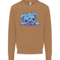 A Blue Watercolour Pug Mens Sweatshirt Jumper Caramel Latte
