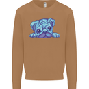 A Blue Watercolour Pug Mens Sweatshirt Jumper Caramel Latte