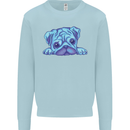 A Blue Watercolour Pug Mens Sweatshirt Jumper Light Blue