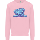 A Blue Watercolour Pug Mens Sweatshirt Jumper Light Pink