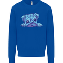 A Blue Watercolour Pug Mens Sweatshirt Jumper Royal Blue