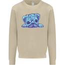 A Blue Watercolour Pug Mens Sweatshirt Jumper Sand