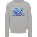 A Blue Watercolour Pug Mens Sweatshirt Jumper Sports Grey