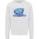 A Blue Watercolour Pug Mens Sweatshirt Jumper White