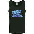 A Blue Watercolour Pug Mens Vest Tank Top Black