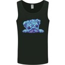 A Blue Watercolour Pug Mens Vest Tank Top Black