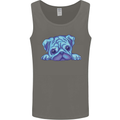 A Blue Watercolour Pug Mens Vest Tank Top Charcoal