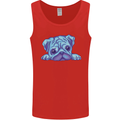 A Blue Watercolour Pug Mens Vest Tank Top Red