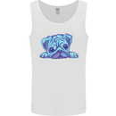 A Blue Watercolour Pug Mens Vest Tank Top White