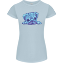 A Blue Watercolour Pug Womens Petite Cut T-Shirt Light Blue