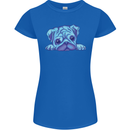 A Blue Watercolour Pug Womens Petite Cut T-Shirt Royal Blue