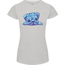 A Blue Watercolour Pug Womens Petite Cut T-Shirt Sports Grey