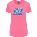 A Blue Watercolour Pug Womens Wider Cut T-Shirt Azalea