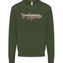A Bolan Fish Fishing Fisherman Kids Sweatshirt Jumper Forest Green