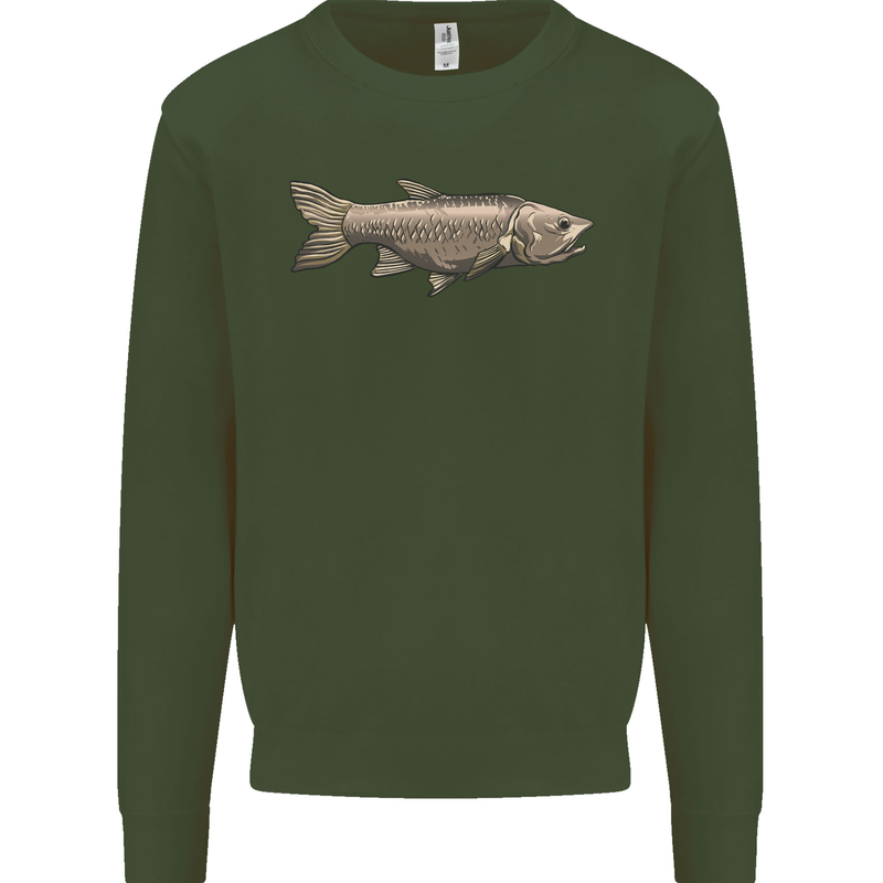 A Bolan Fish Fishing Fisherman Kids Sweatshirt Jumper Forest Green