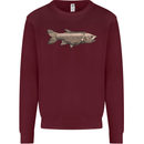 A Bolan Fish Fishing Fisherman Kids Sweatshirt Jumper Maroon