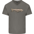 A Bolan Fish Fishing Fisherman Mens V-Neck Cotton T-Shirt Charcoal