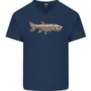 A Bolan Fish Fishing Fisherman Mens V-Neck Cotton T-Shirt Navy Blue