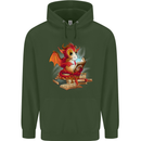 A Book Reading Dragon Bookworm Fantasy Childrens Kids Hoodie Forest Green