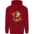 A Book Reading Dragon Bookworm Fantasy Childrens Kids Hoodie Red