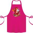 A Book Reading Dragon Bookworm Fantasy Cotton Apron 100% Organic Pink