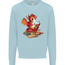 A Book Reading Dragon Bookworm Fantasy Kids Sweatshirt Jumper Light Blue