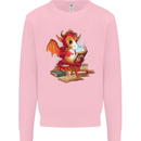 A Book Reading Dragon Bookworm Fantasy Kids Sweatshirt Jumper Light Pink