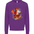 A Book Reading Dragon Bookworm Fantasy Kids Sweatshirt Jumper Purple