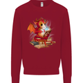 A Book Reading Dragon Bookworm Fantasy Kids Sweatshirt Jumper Red