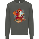 A Book Reading Dragon Bookworm Fantasy Kids Sweatshirt Jumper Storm Grey