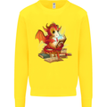 A Book Reading Dragon Bookworm Fantasy Kids Sweatshirt Jumper Yellow