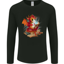 A Book Reading Dragon Bookworm Fantasy Mens Long Sleeve T-Shirt Black
