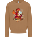 A Book Reading Dragon Bookworm Fantasy Mens Sweatshirt Jumper Caramel Latte