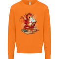 A Book Reading Dragon Bookworm Fantasy Mens Sweatshirt Jumper Orange