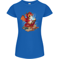 A Book Reading Dragon Bookworm Fantasy Womens Petite Cut T-Shirt Royal Blue