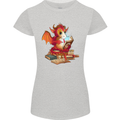 A Book Reading Dragon Bookworm Fantasy Womens Petite Cut T-Shirt Sports Grey