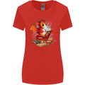 A Book Reading Dragon Bookworm Fantasy Womens Wider Cut T-Shirt Red
